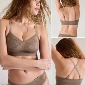 Athleta NWT Ritual Lace Adjustable Bra A-C Pyrite Brown Size L Convertible